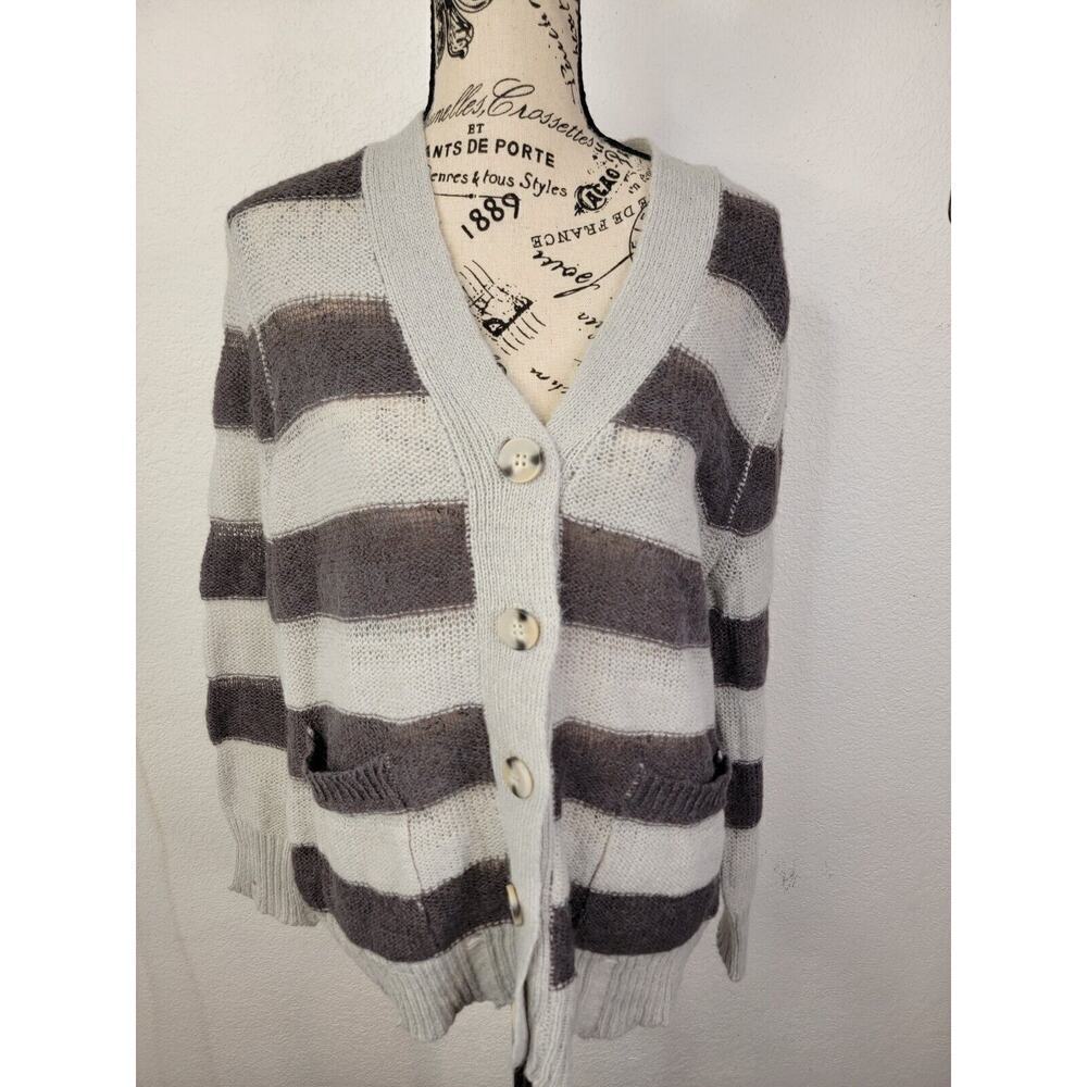 Urban Outfitters Cardigan Sweater XS Sheer Stripe Relaxed Bohemian Distressed
